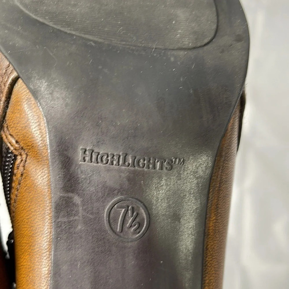 5/$25 Y2K Brown Patchwork Booties Faux Leather Square Toe Size 7.5 *As Is* - Picture 8 of 11